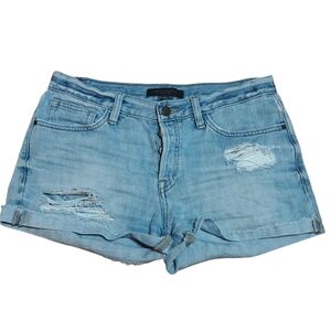Sanctuary Light wash blue denim shorts with a ripped look size 26